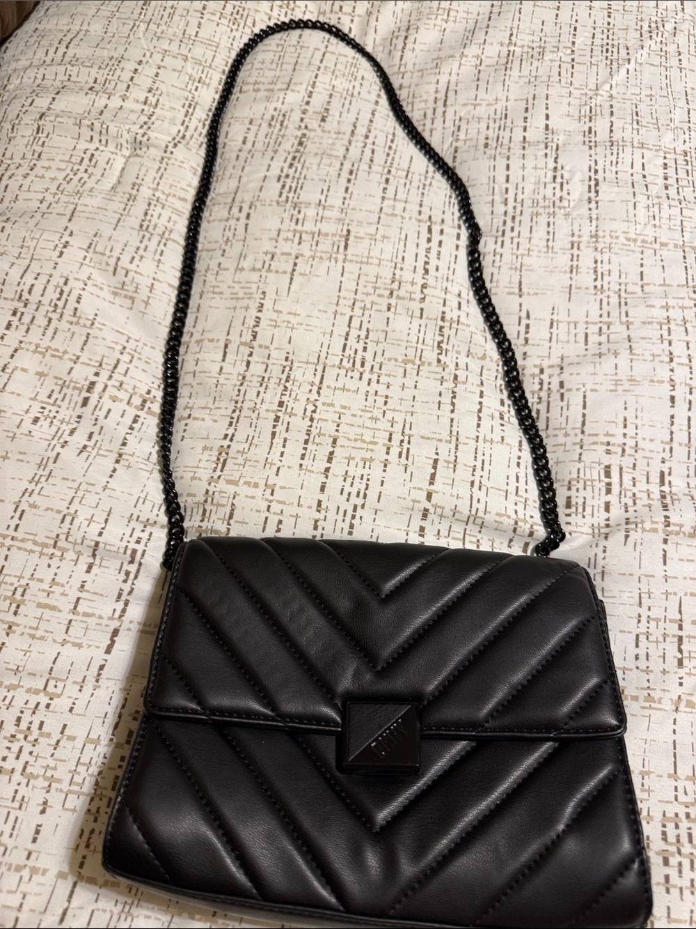 DKNY Black Quilted Chain-Handle Women's Shoulder Bag